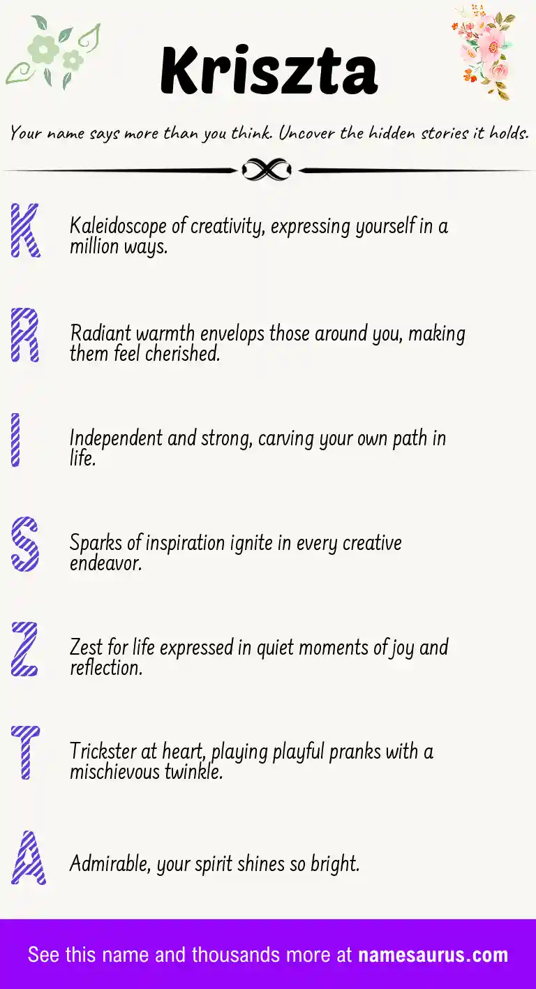 Acrostic poem about Kriszta.