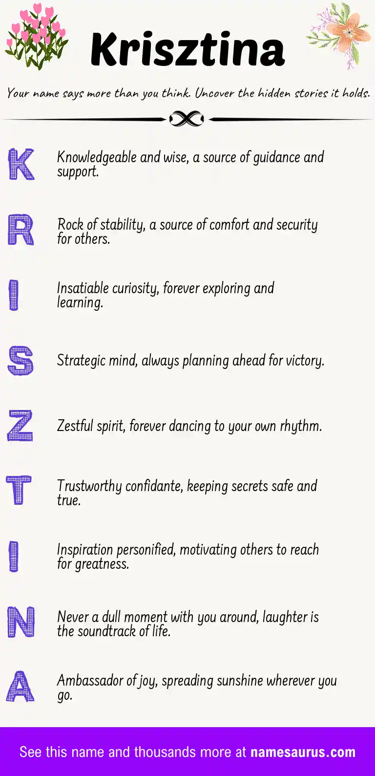 Acrostic poem about Krisztina.