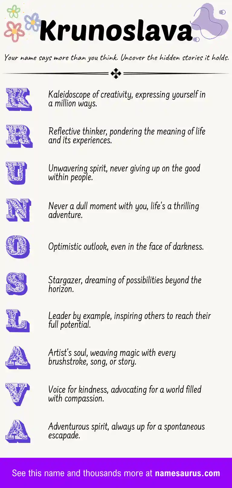 Acrostic poem about Krunoslava.