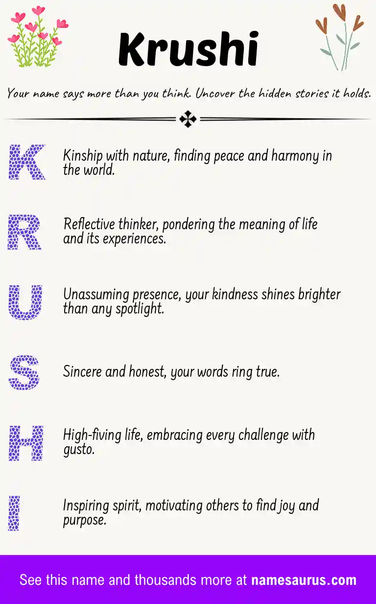 Acrostic poem about Krushi.