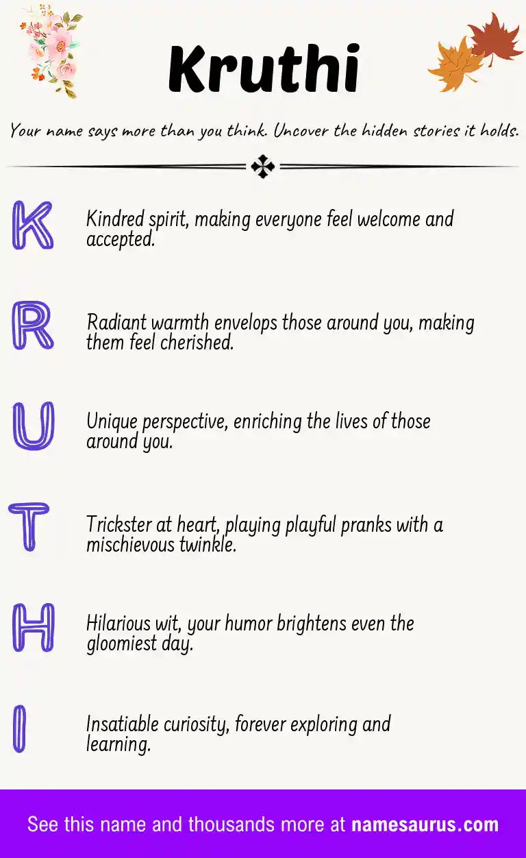 Acrostic poem about Kruthi.