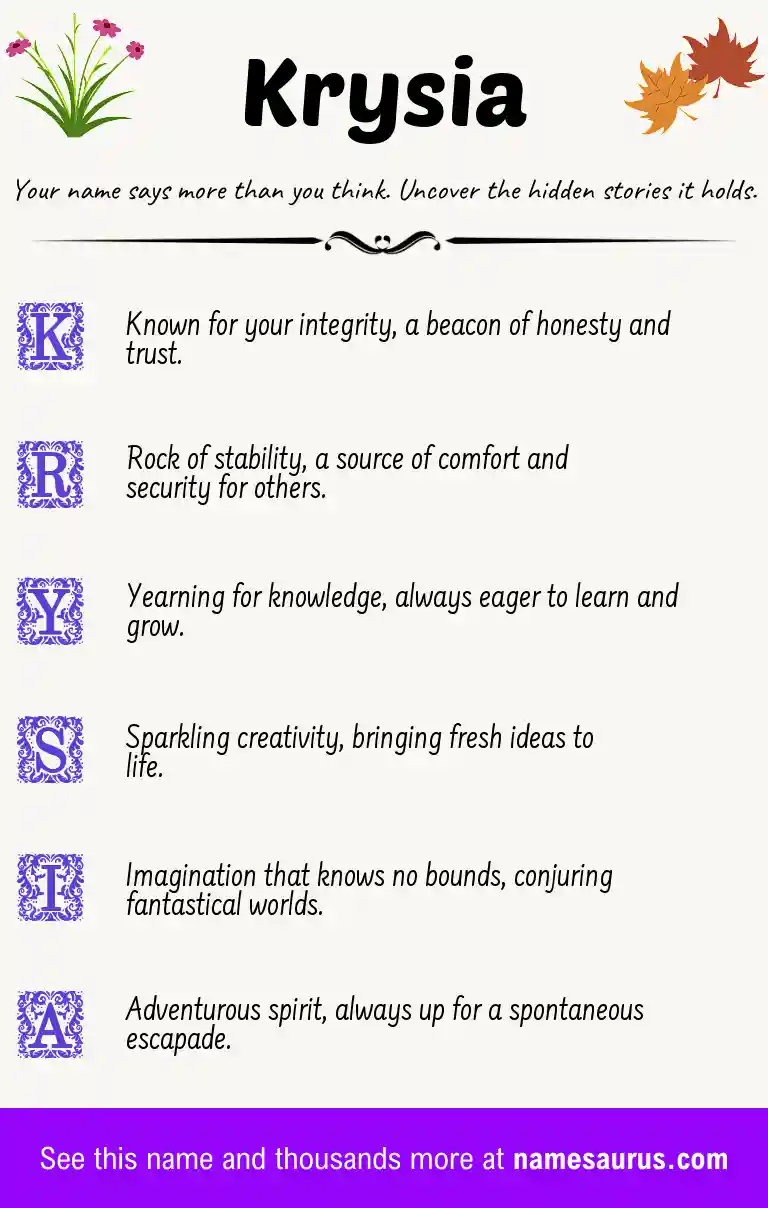 Acrostic poem about Krysia.