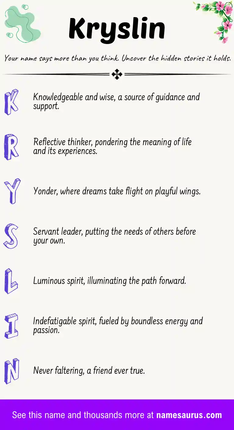 Acrostic poem about Kryslin.