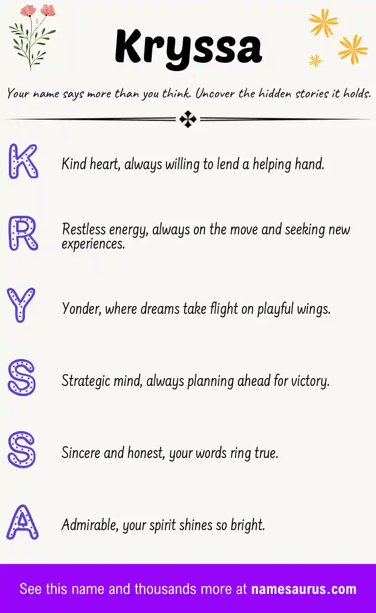 Acrostic poem about Kryssa.