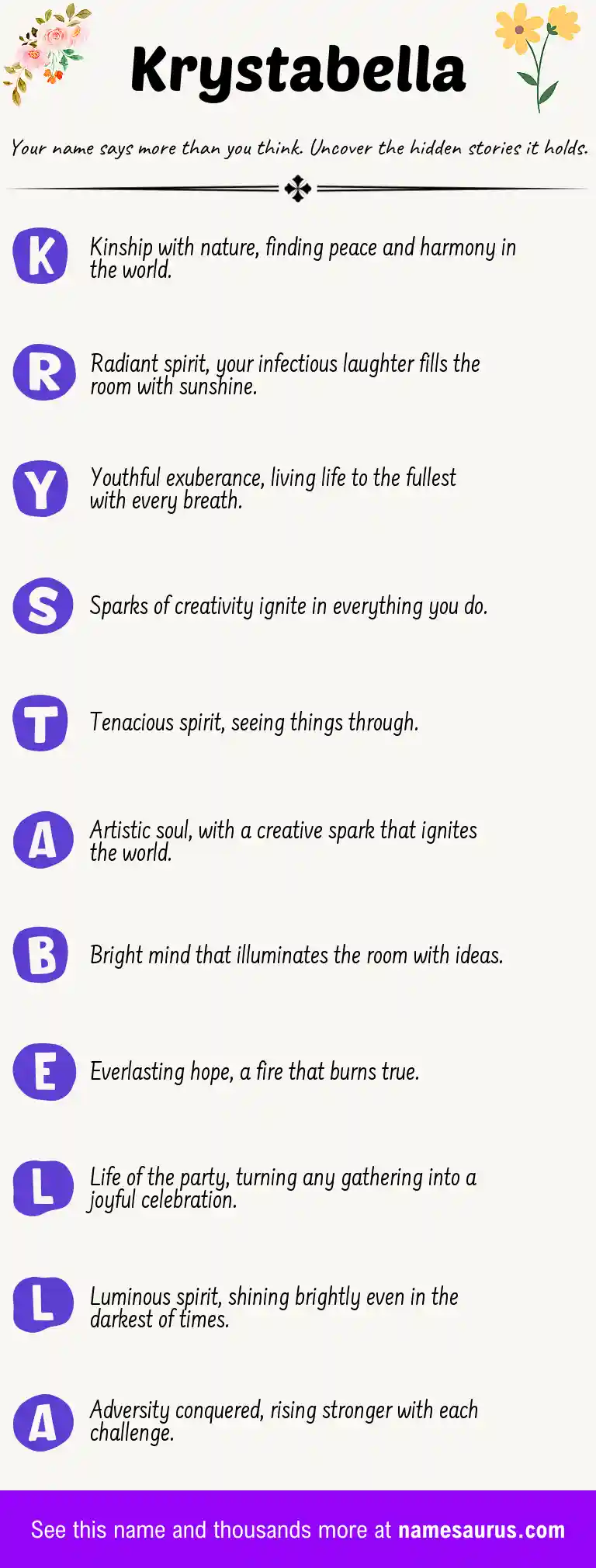 Acrostic poem about Krystabella.