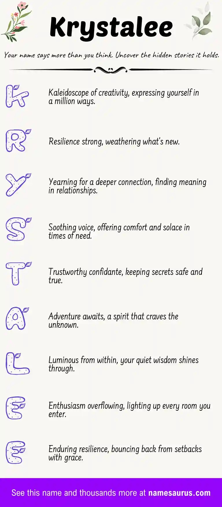 Acrostic poem about Krystalee.
