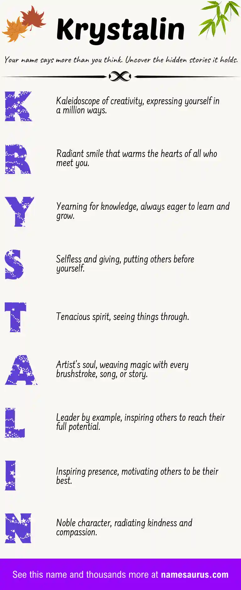 Acrostic poem about Krystalin.