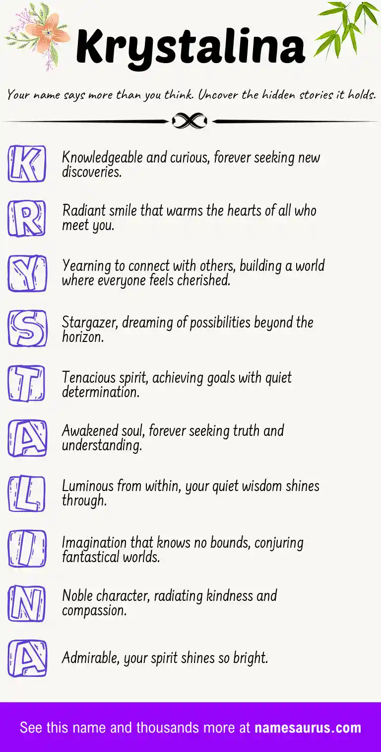 Acrostic poem about Krystalina.