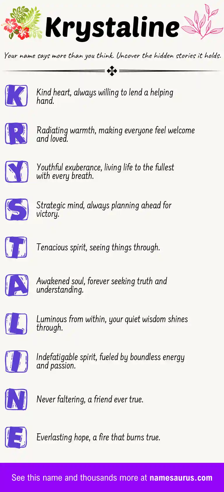 Acrostic poem about Krystaline.