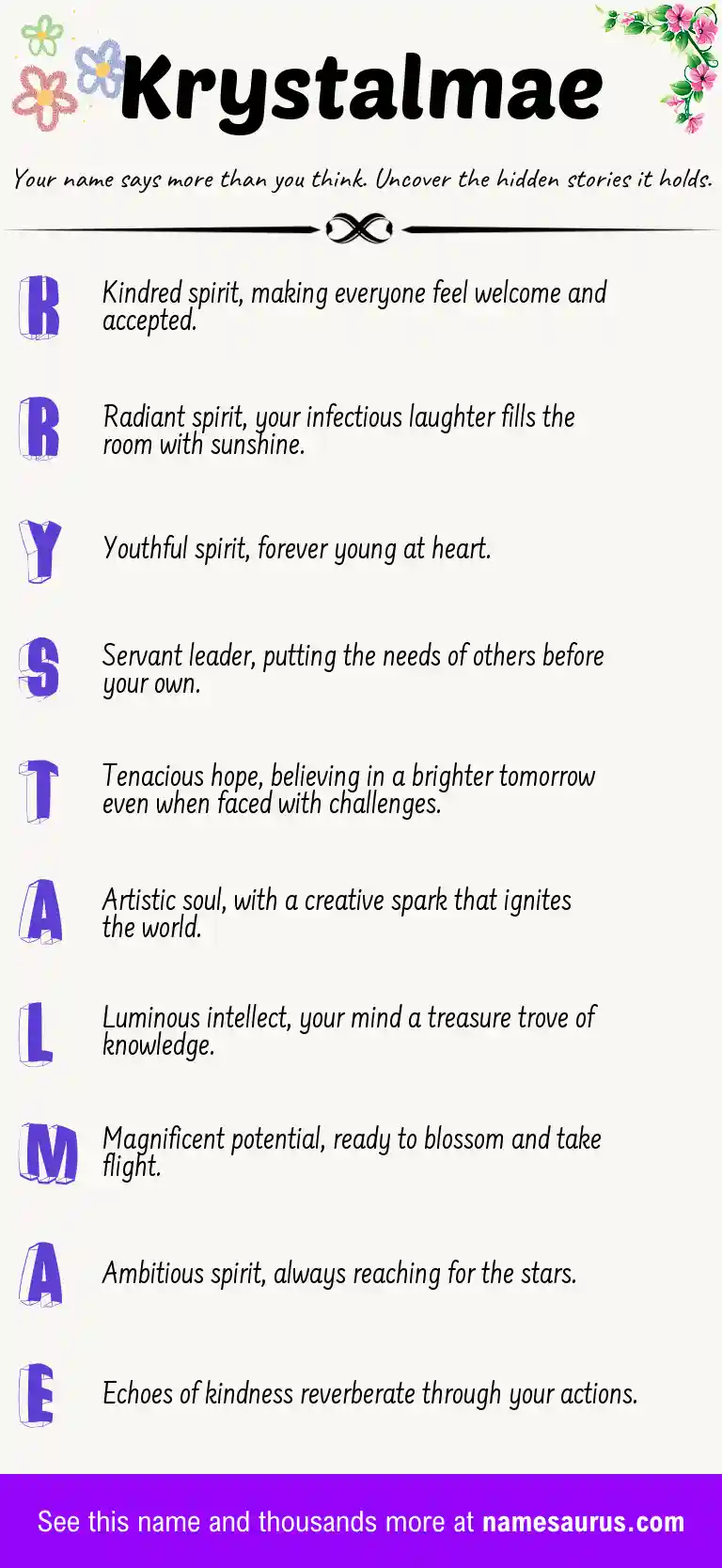 Acrostic poem about Krystalmae.