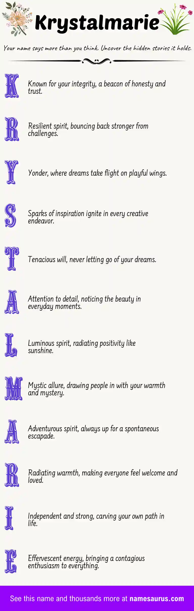 Acrostic poem about Krystalmarie.