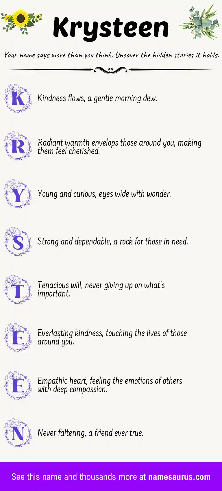 Acrostic poem about Krysteen.