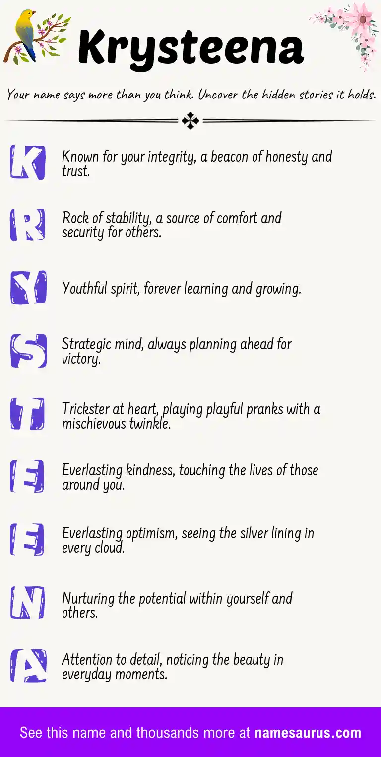 Acrostic poem about Krysteena.