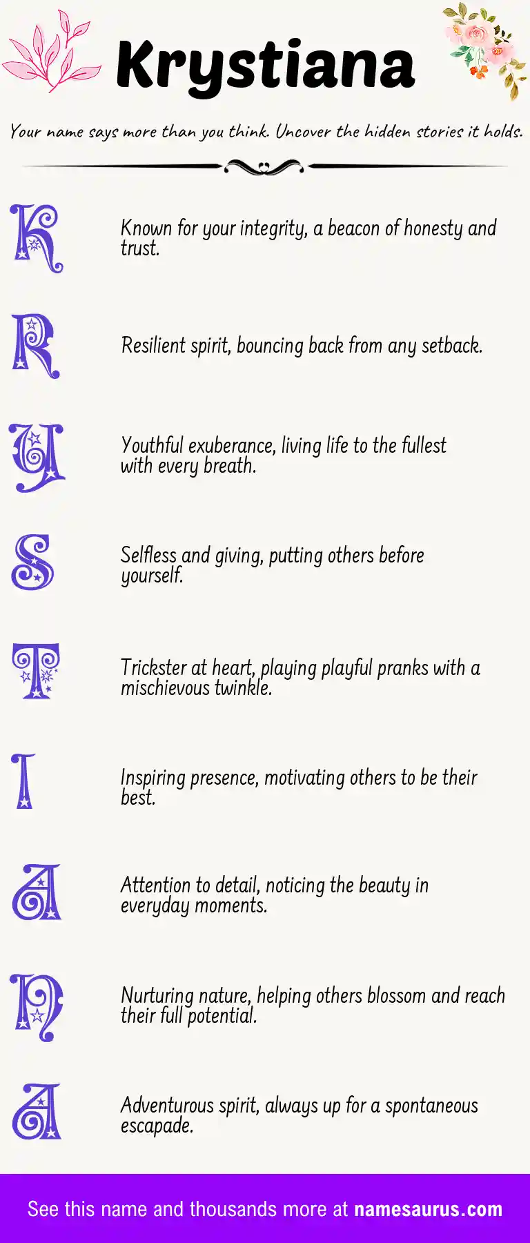 Acrostic poem about Krystiana.