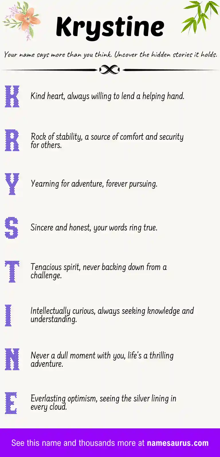 Acrostic poem about Krystine.