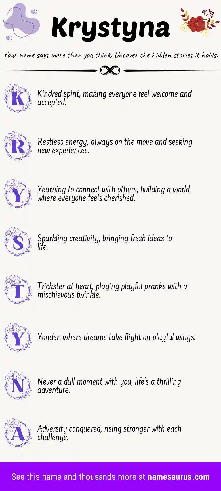 Acrostic poem about Krystyna.