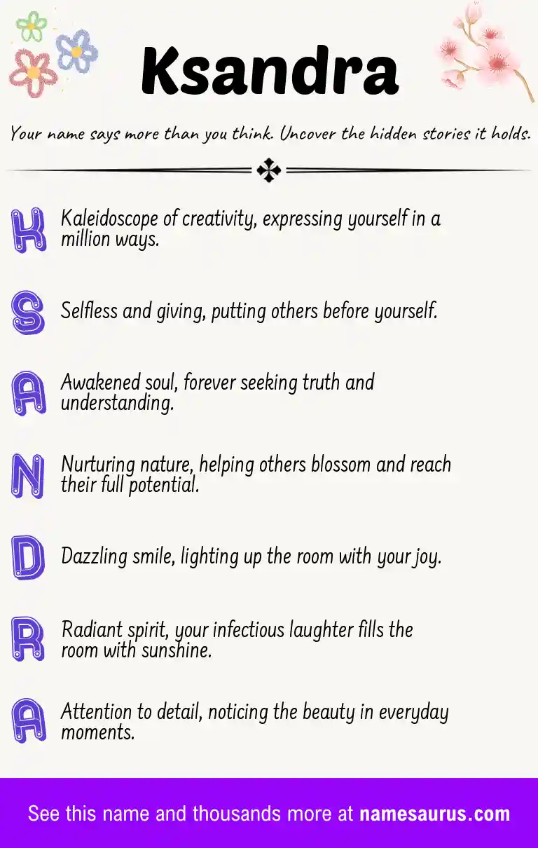 Acrostic poem about Ksandra.