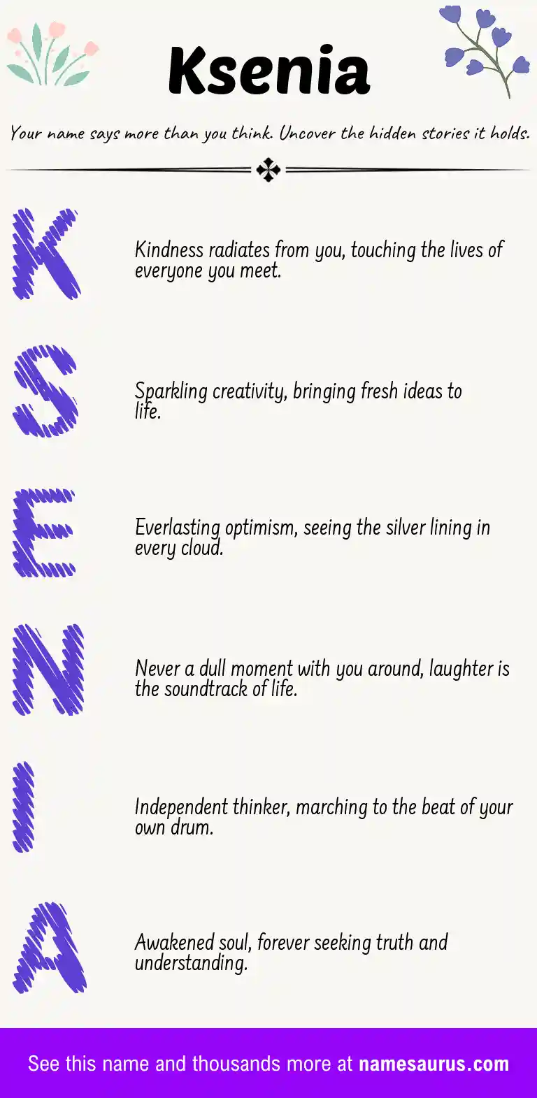 Acrostic poem about Ksenia.