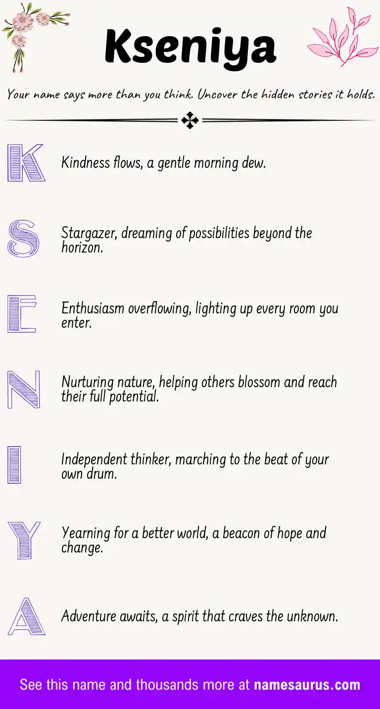 Acrostic poem about Kseniya.