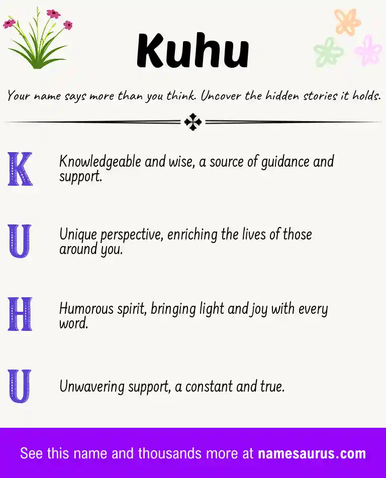 Acrostic poem about Kuhu.