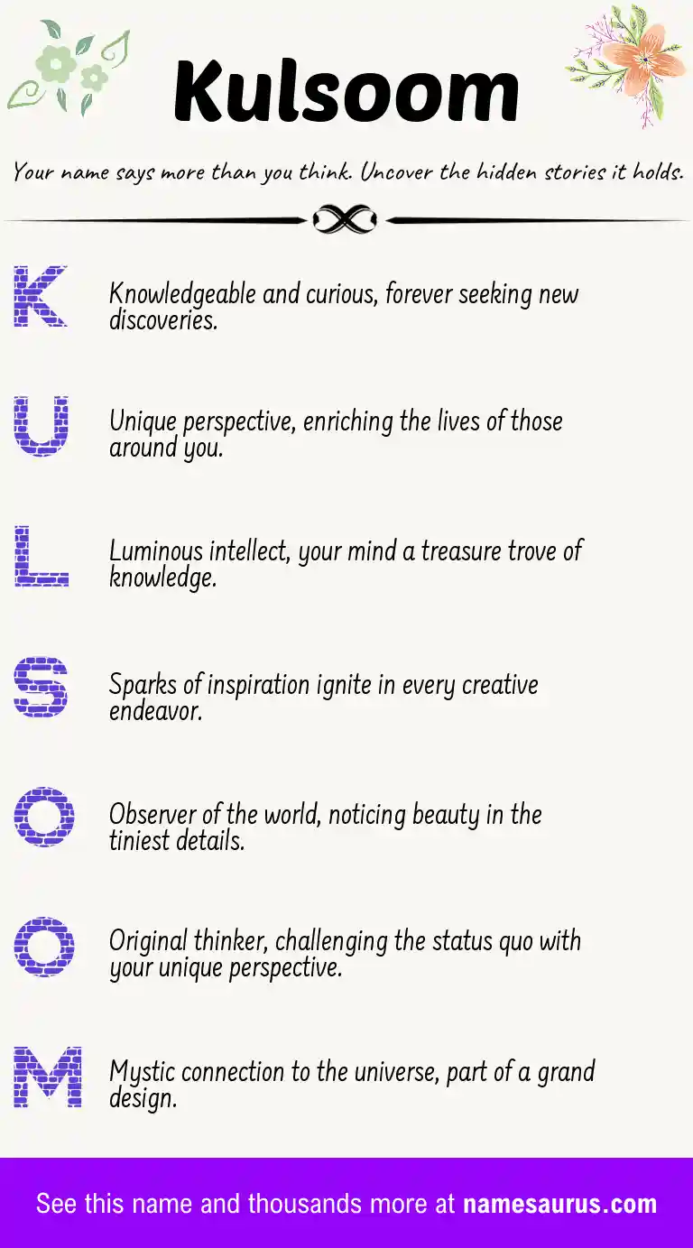 Acrostic poem about Kulsoom.