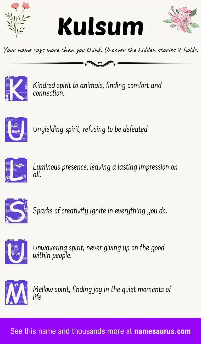 Acrostic poem about Kulsum.