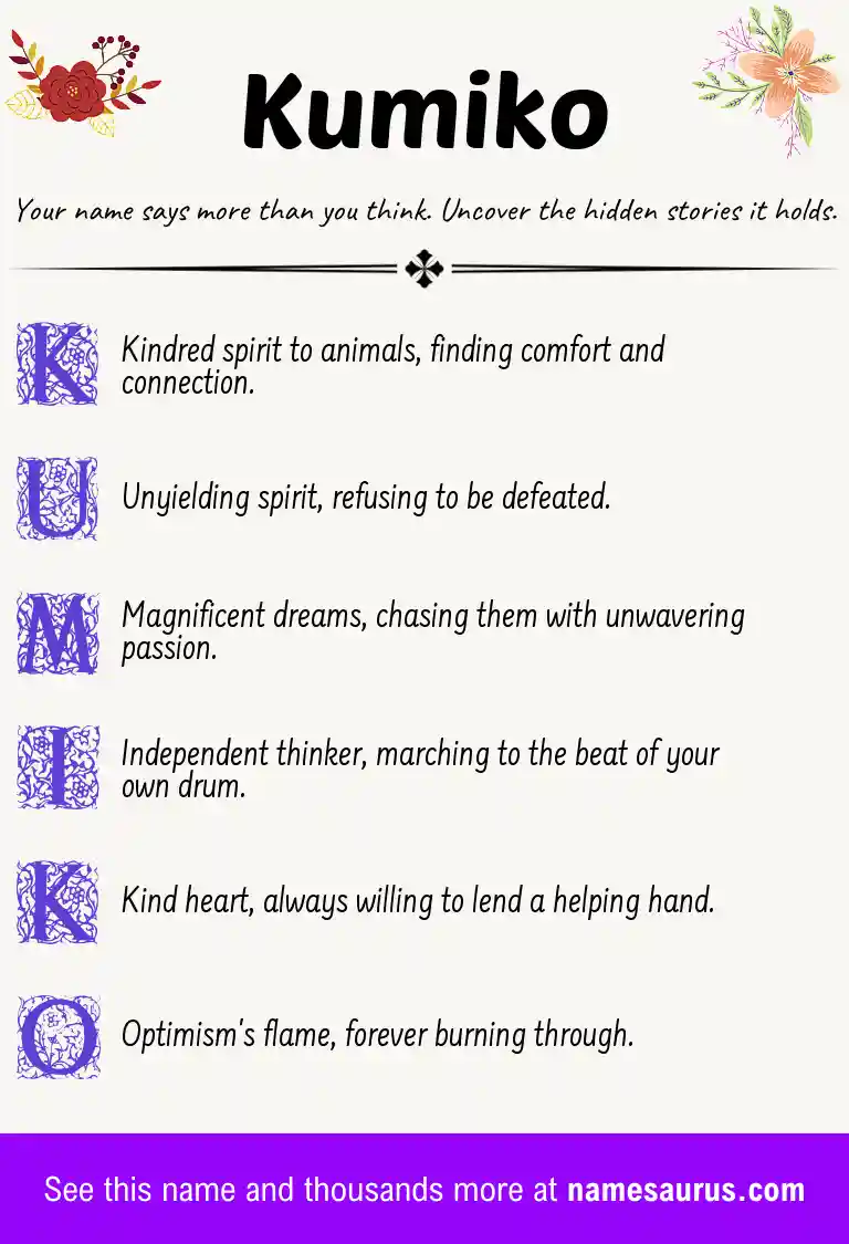 Acrostic poem about Kumiko.