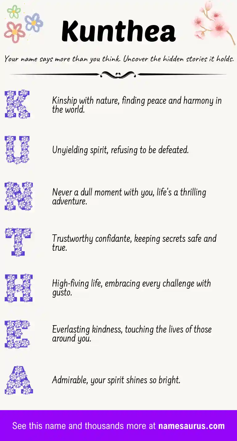 Acrostic poem about Kunthea.