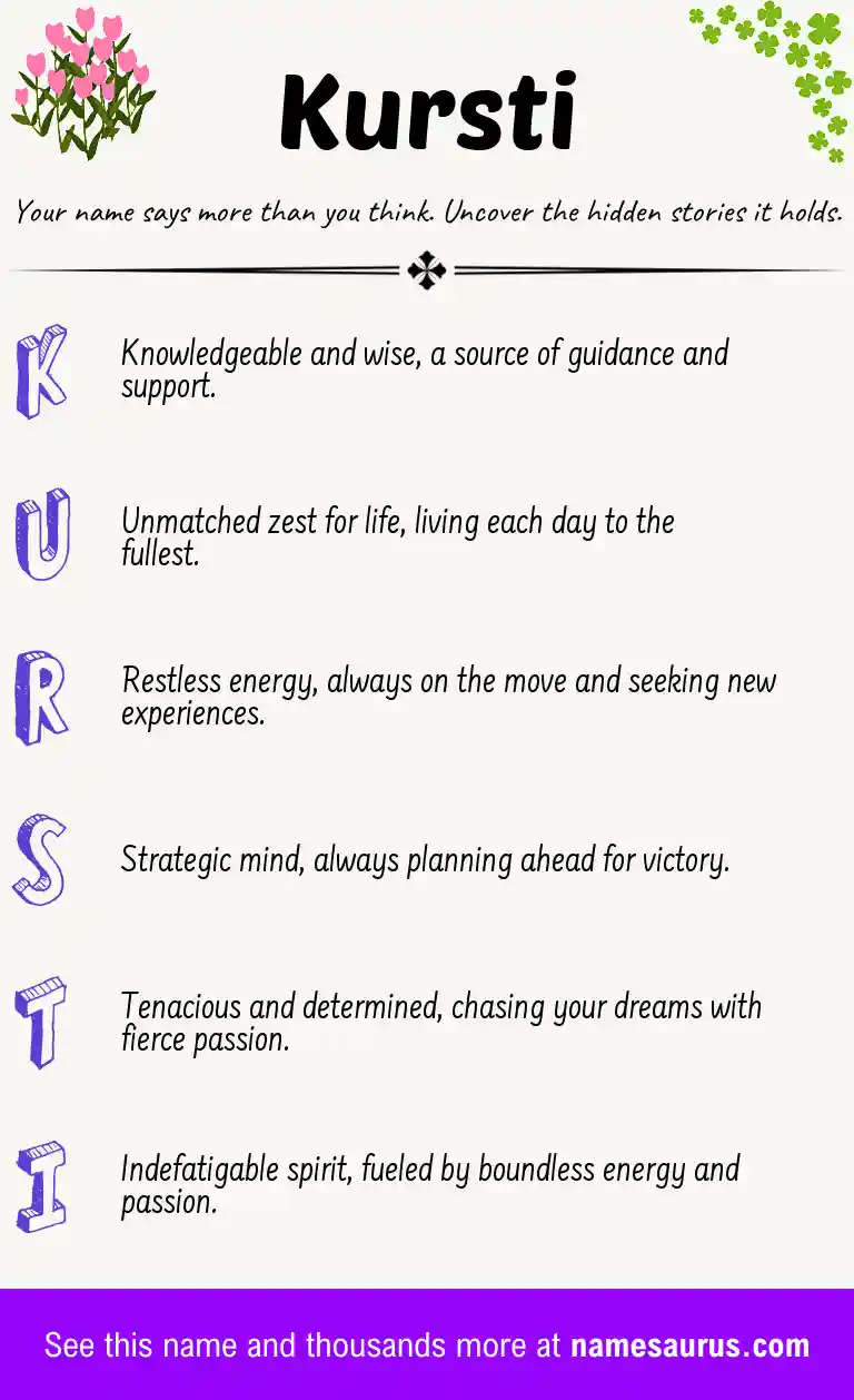 Acrostic poem about Kursti.