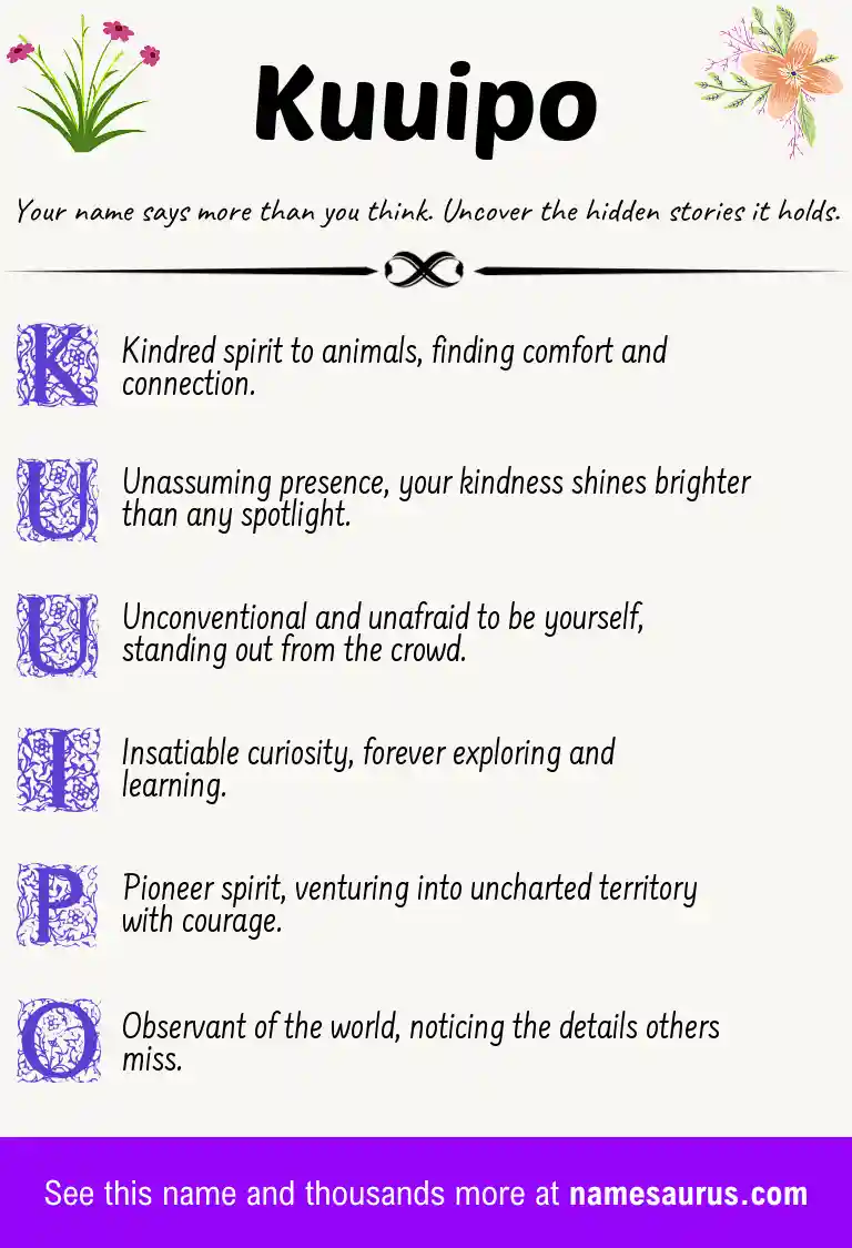 Acrostic poem about Kuuipo.