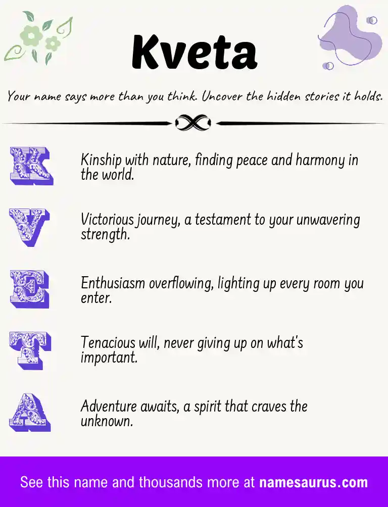Acrostic poem about Kveta.