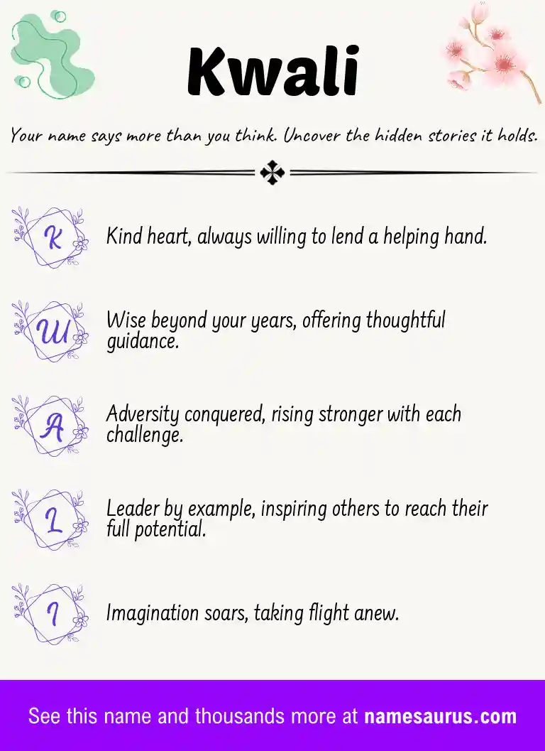 Acrostic poem about Kwali.