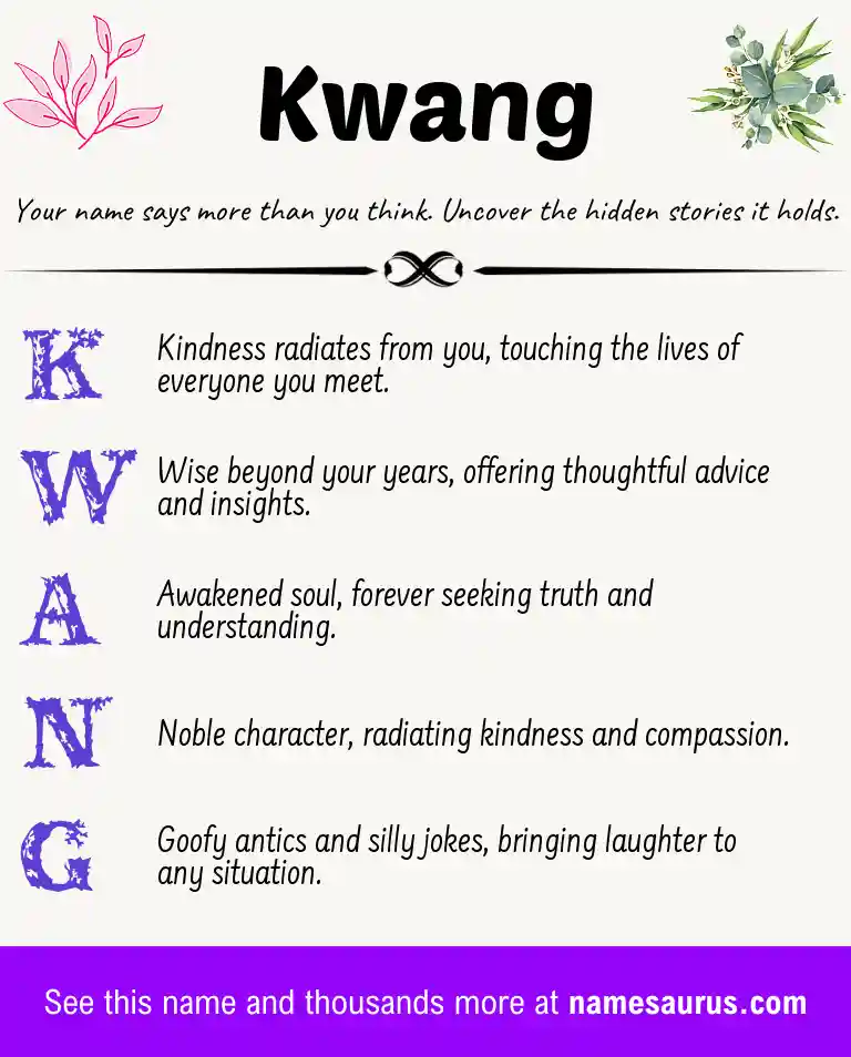 Acrostic poem about Kwang.