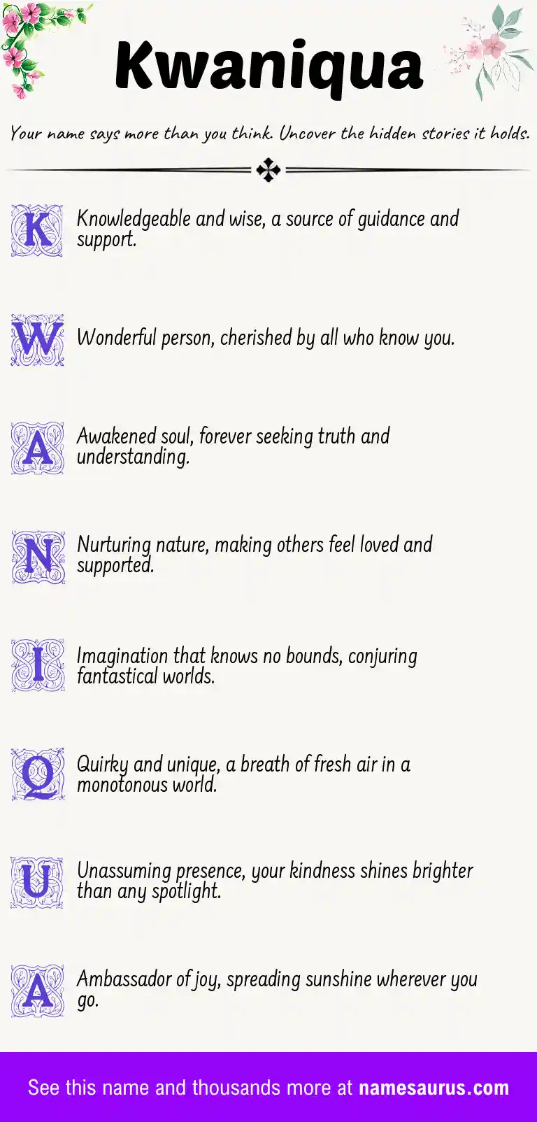 Acrostic poem about Kwaniqua.