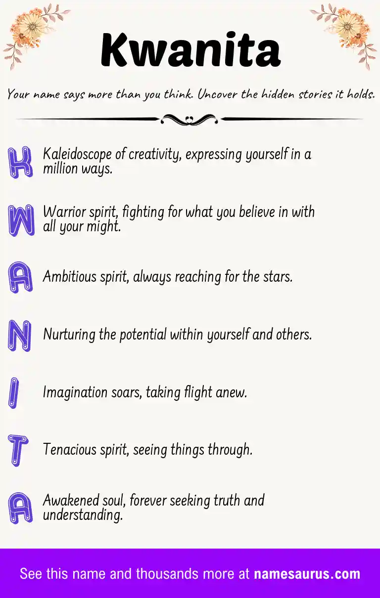 Acrostic poem about Kwanita.