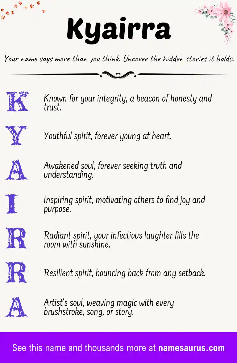 Acrostic poem about Kyairra.