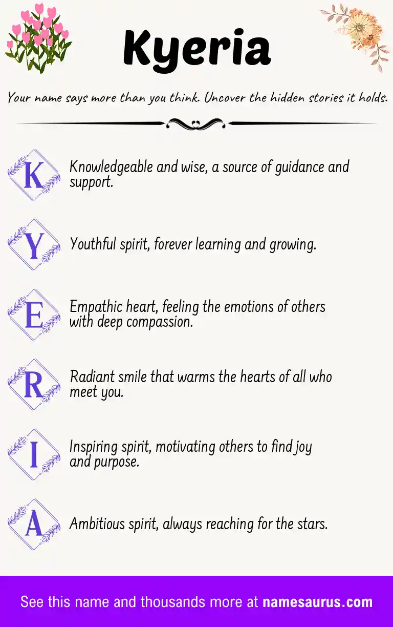 Acrostic poem about Kyeria.