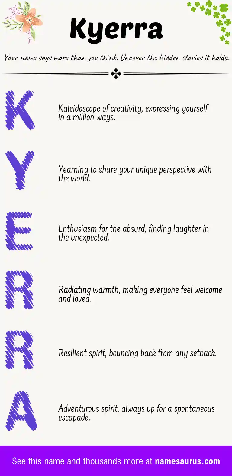 Acrostic poem about Kyerra.