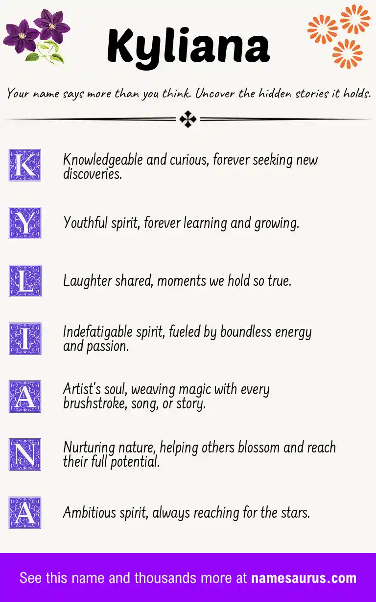 Acrostic poem about Kyliana.