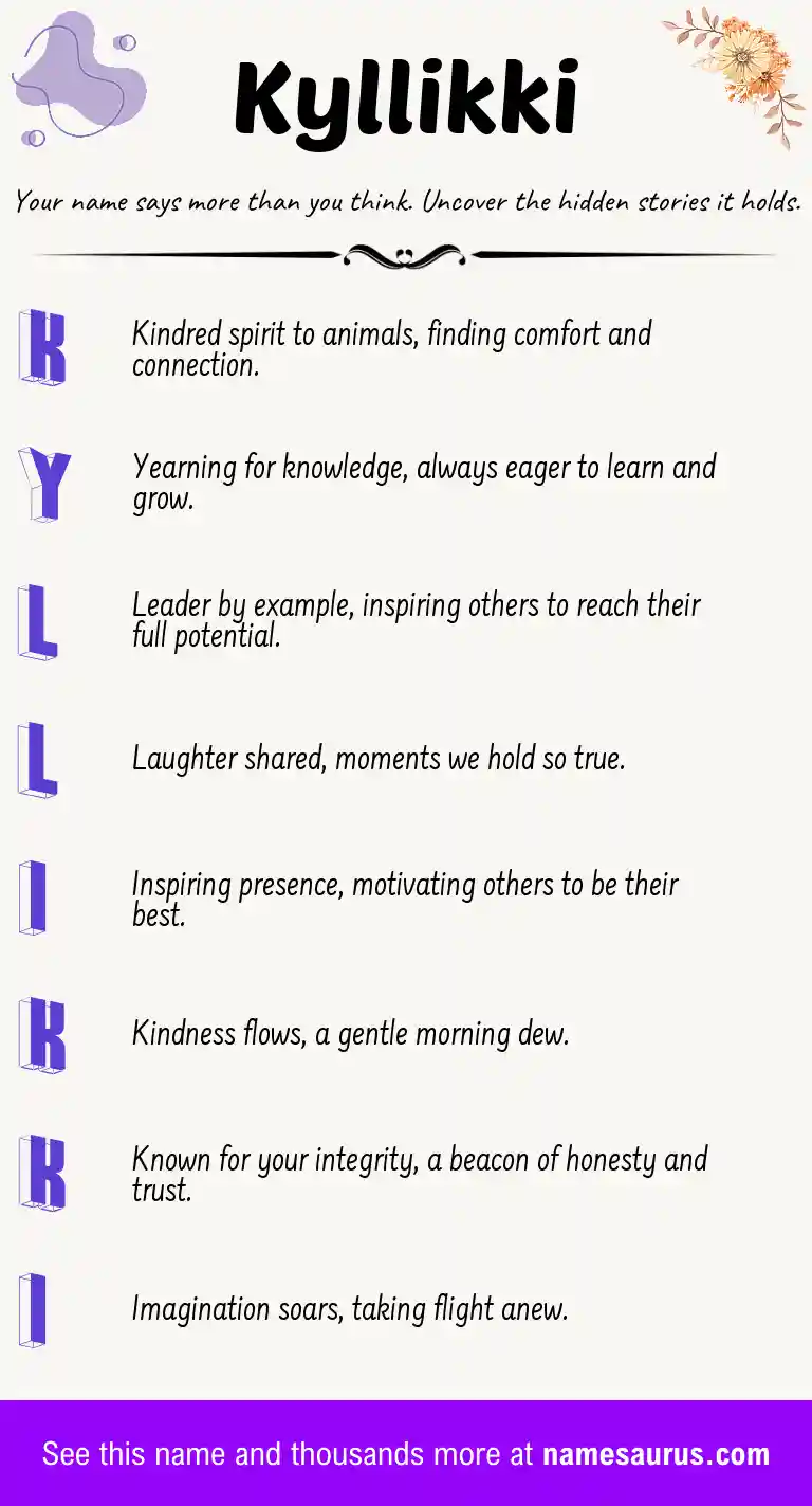 Acrostic poem about Kyllikki.