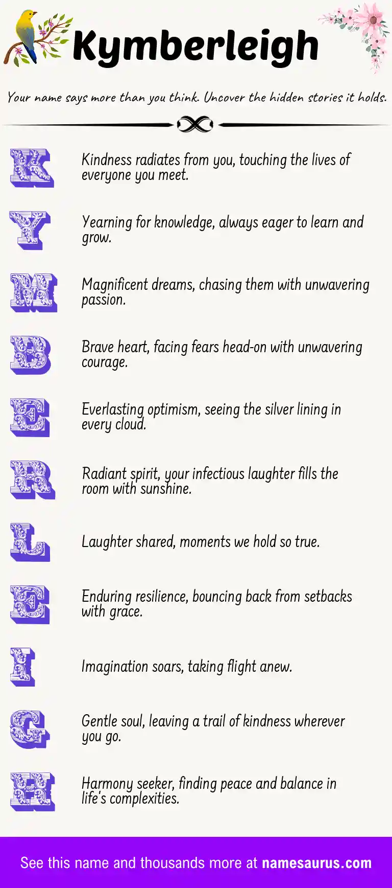 Acrostic poem about Kymberleigh.