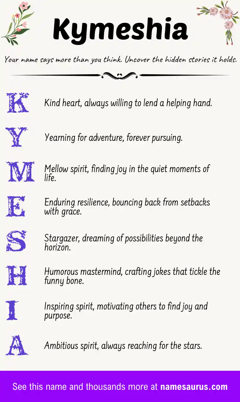 Acrostic poem about Kymeshia.