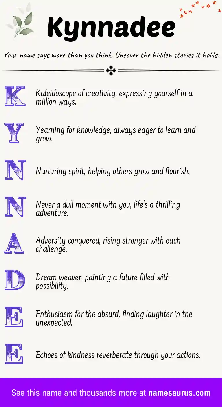 Acrostic poem about Kynnadee.