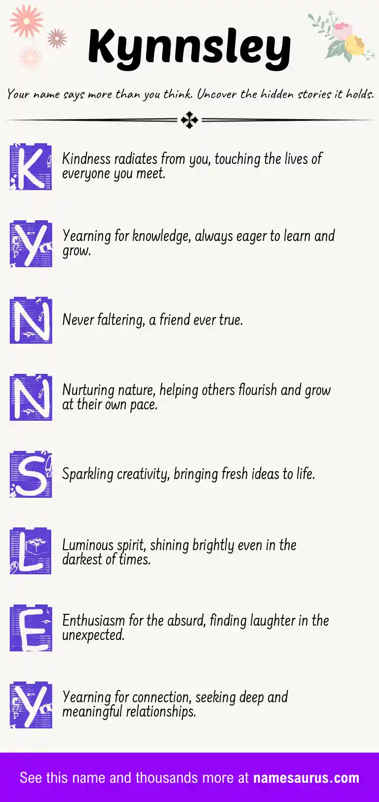 Acrostic poem about Kynnsley.