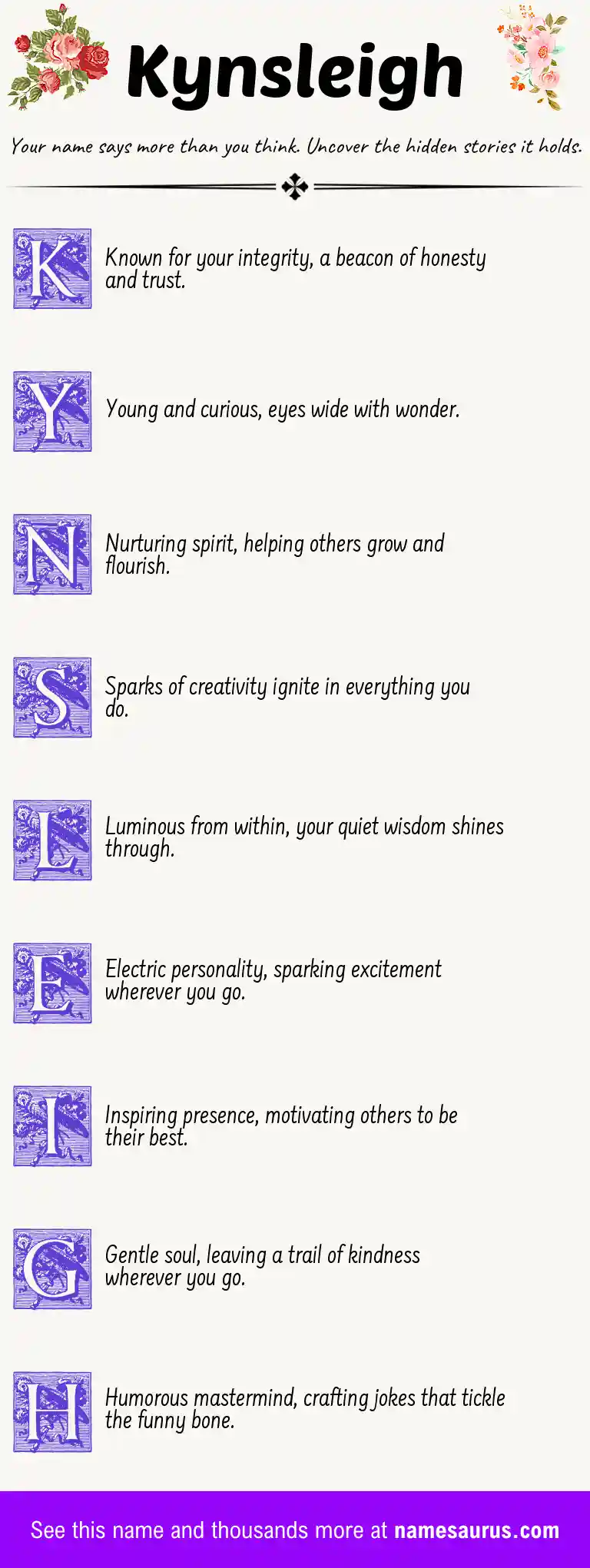 Acrostic poem about Kynsleigh.