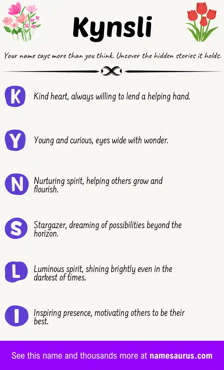 Acrostic poem about Kynsli.