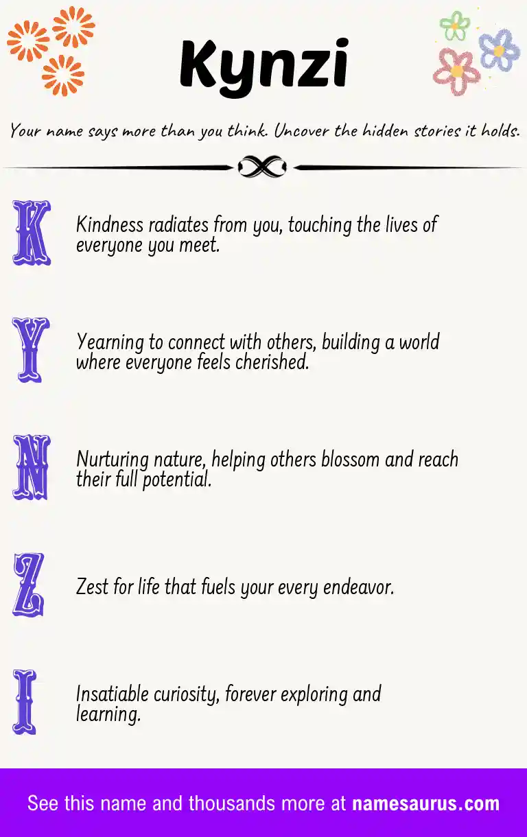 Acrostic poem about Kynzi.