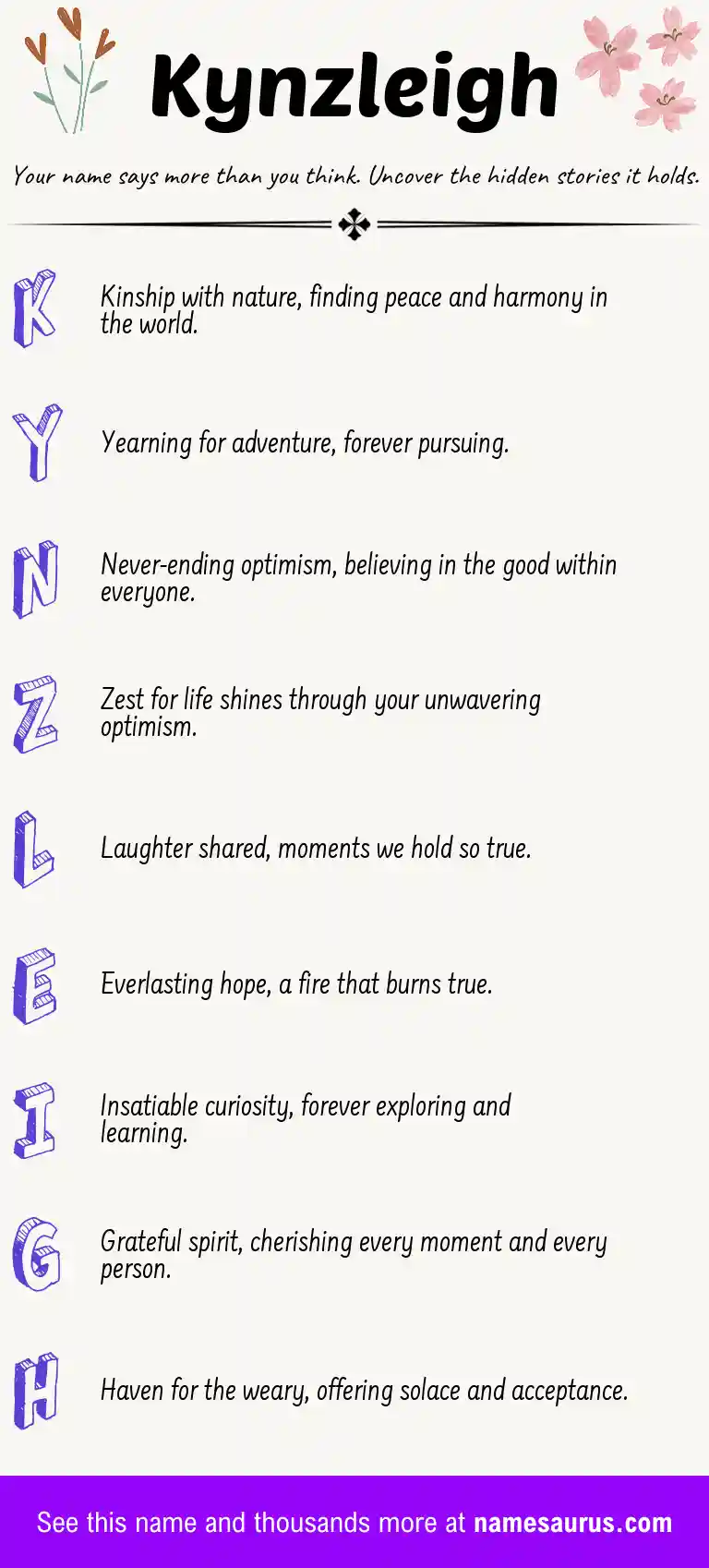 Acrostic poem about Kynzleigh.
