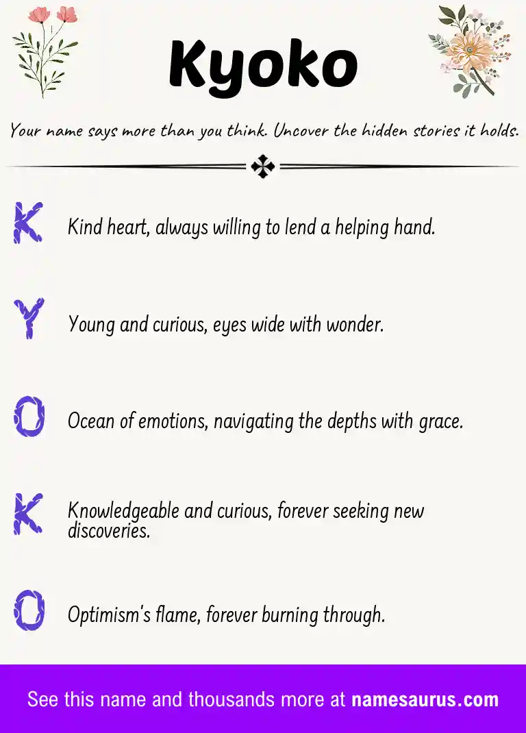 Acrostic poem about Kyoko.