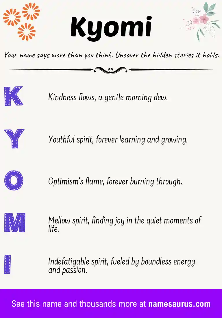 Acrostic poem about Kyomi.